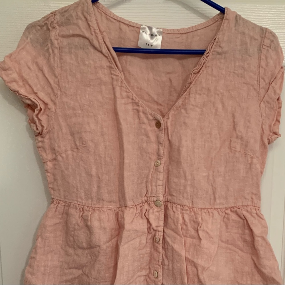 Jillian Harris x Priv pink dress short sleeve linen